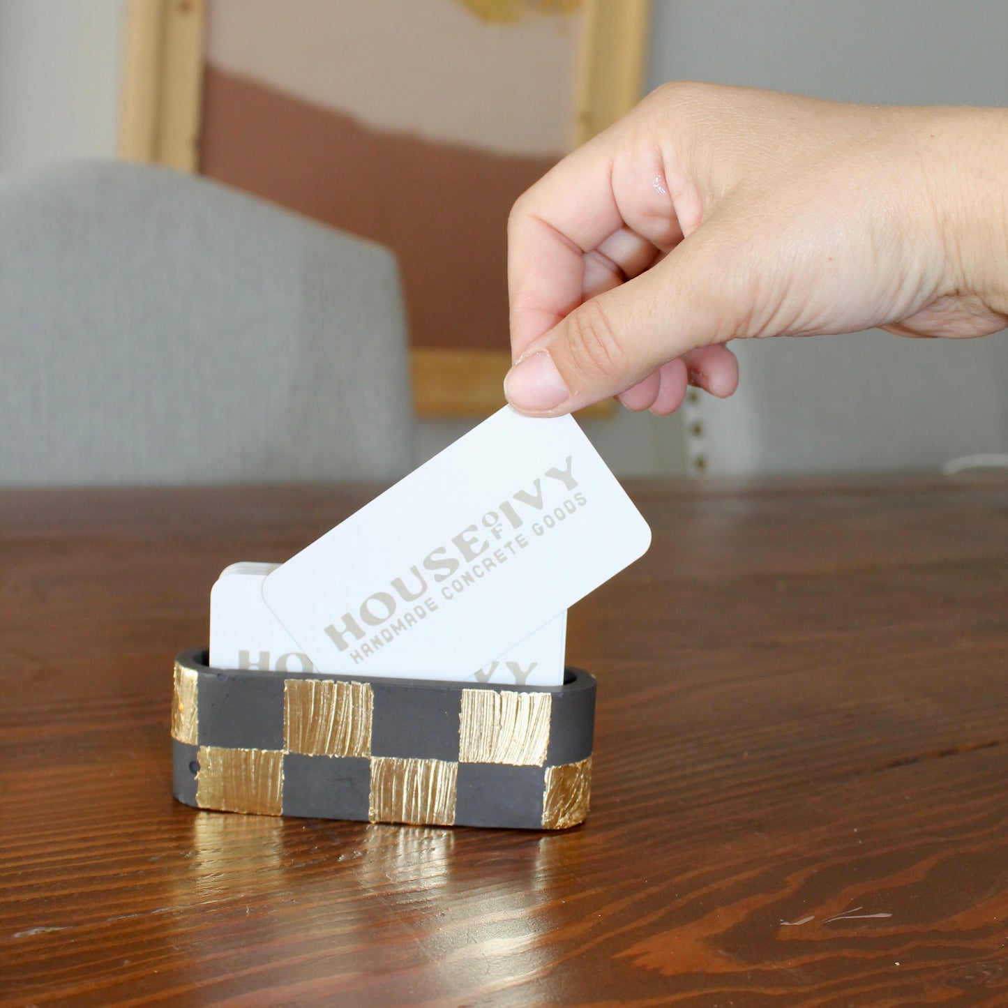 Checkered Business Card Holder