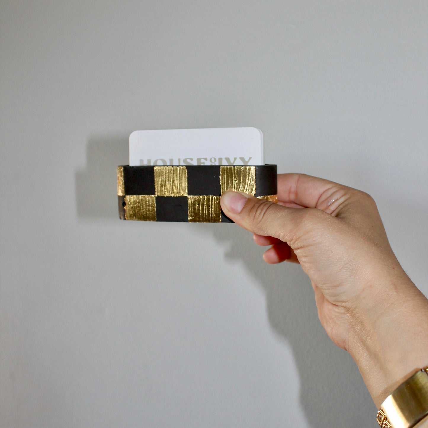Checkered Business Card Holder