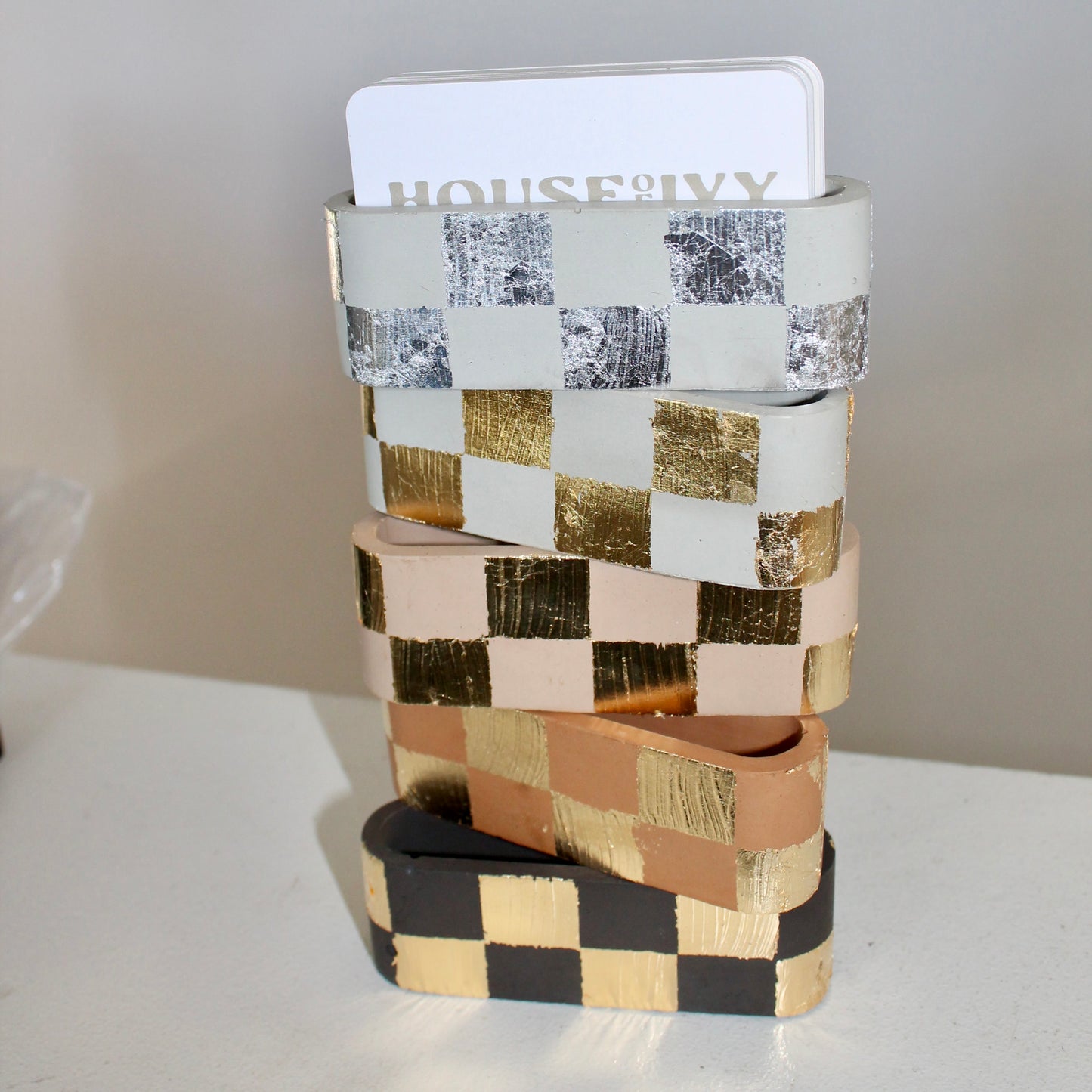 Checkered Business Card Holder