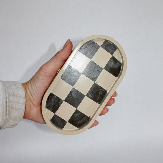 Warehouse Sale Checkered Oval Tray