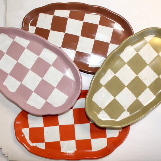 Colorful Checkered Oyster Tray