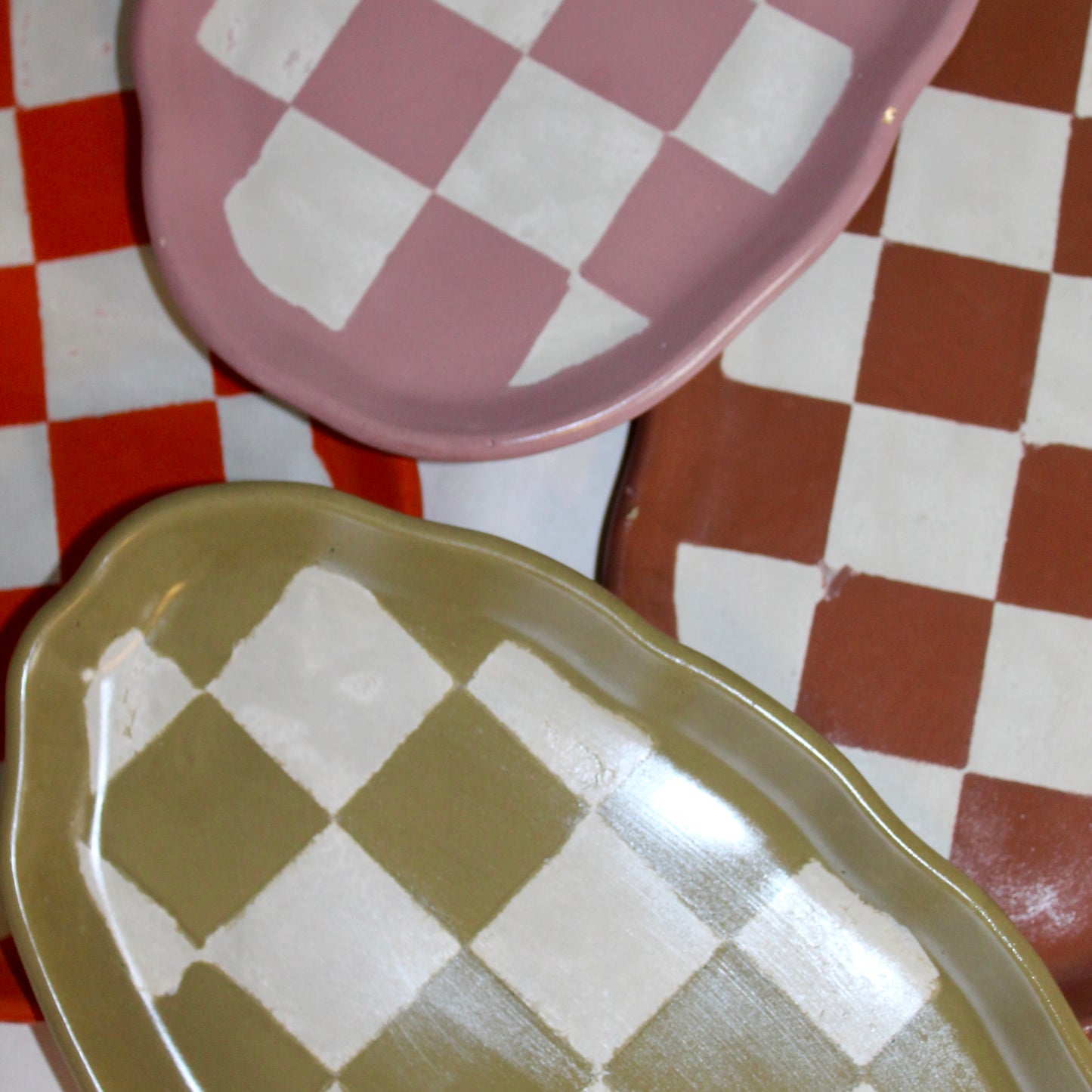 Colorful Checkered Oyster Tray