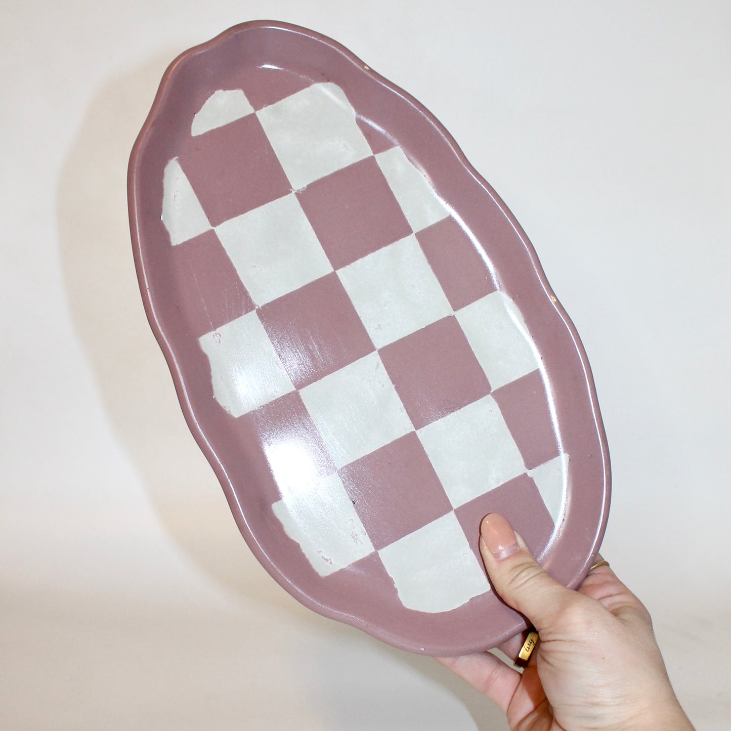 Colorful Checkered Oyster Tray