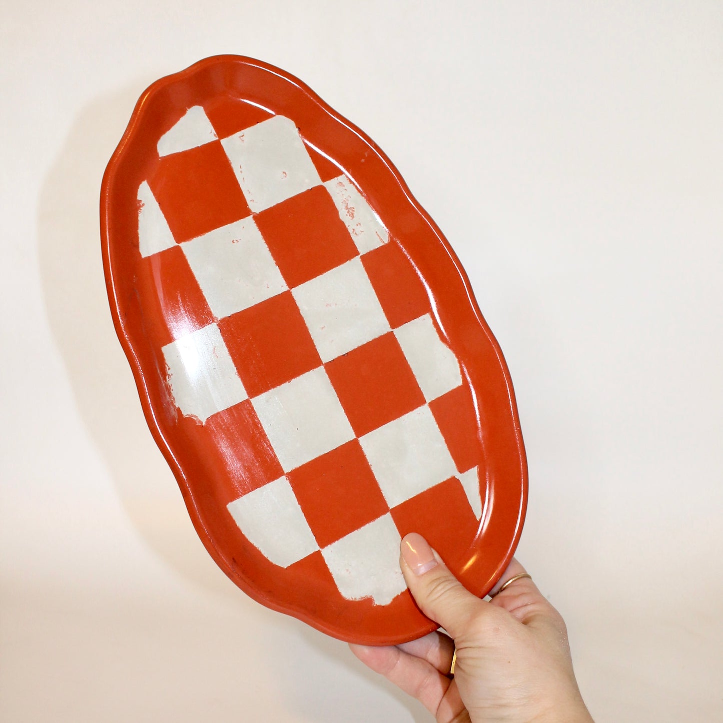 Colorful Checkered Oyster Tray